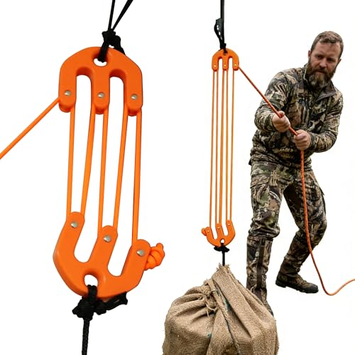 IWVE Game & Gear Hoist Block and Tackle Pulley System Generic Portable Block and Tackle Pulley System for Outdoor Camping Hunting Wilderness