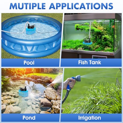 Fizzeal Pool Cover Pump Above Ground, Automatic Water Sensor Pump With 4 Adapters, Sump Pump thumb #7