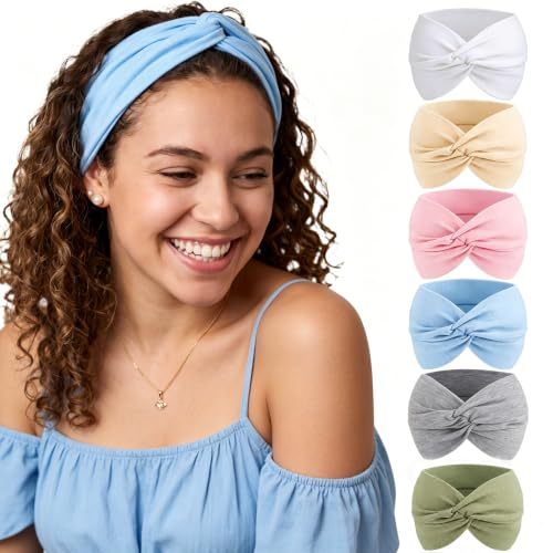 obeoby 6 Pack African Wide Headbands for Women, 6 Inch Thick Hair Bands