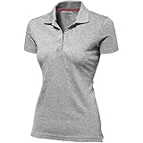 Flacher Strick-Kragen. Slazenger Advantage Kurzarm Damen Polo (M, Grau Meliert)