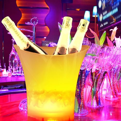 LED-Eiskübel 5 L, Beleuchteter Champagnerkübel mit Bluetooth-Lautsprecher, Mehrere Farben Wechselnd für Party/Zuhause/Bar, Zum Kühlen von Champagner, Wein, Bier, Batteriebetrieben