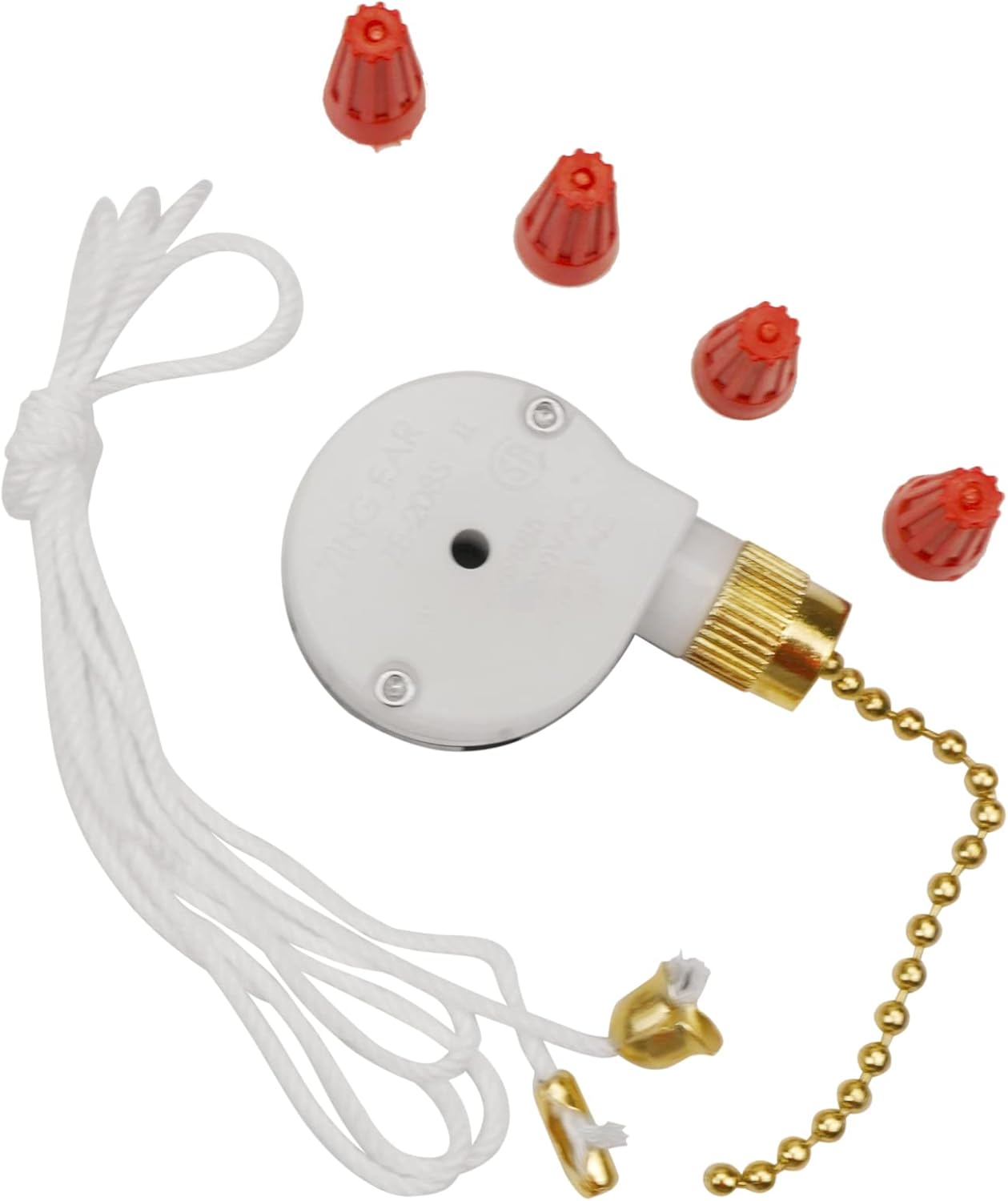 Zing Ear ZE-208s 3 Speed 4 Wire Ceiling Fan Pull Chain Switch Speed Controller - Brass Finish