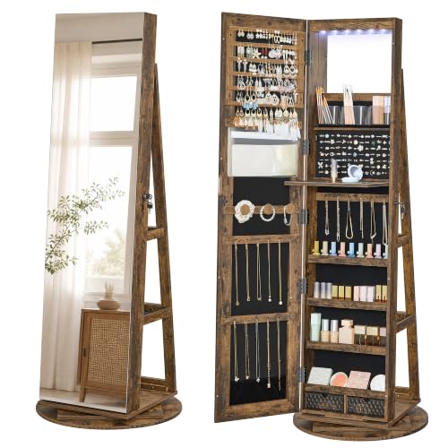 Image of SONGMICS HOME Standing Jewelry Armoire, Full Length Mirror with Storage