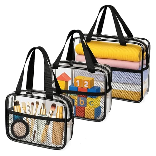 XEWEA 3PCS Clear Travel Toiletry Bags