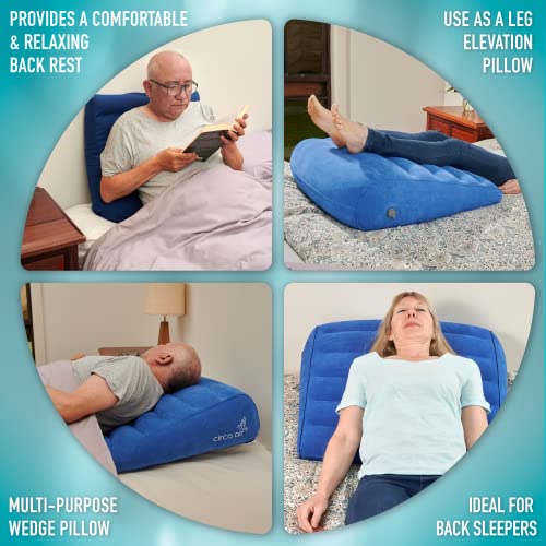 Circa Air Inflatable Wedge Pillow For Travel - Lightweight & Portable. Travel Wedge Pillow For Sleeping, Acid Reflux, Gerd, Snoring. For Back, Leg Elevation & Knee Support. Bed Wedge Pillow #TOP3