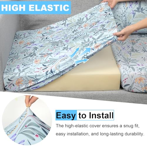 pickyNproud 8Pcs Patio Cushion Covers Stretch Outdoor Couch Cushions Slipcovers Replacement Washable Furniture Protector with Elastic Bottom Sofa Chair Seat Cover, Light Cyan by pickyNproud - Image 2