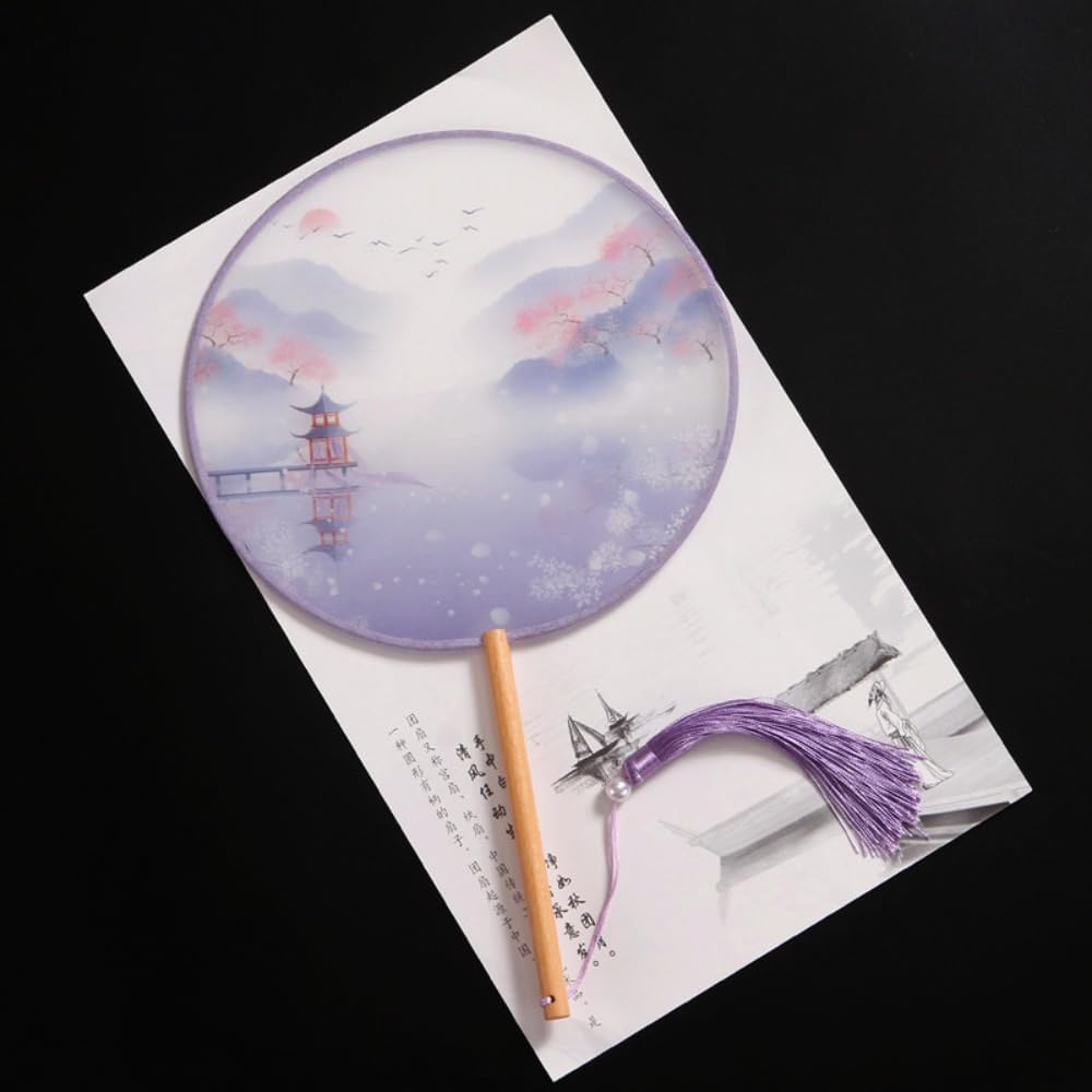 21cm Ancient Fan Group Fan Chinese Style Dance Summer Hanfu Women's Tassel Small Round Fan