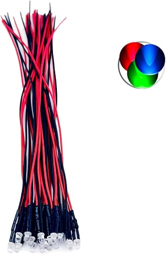 Miniatura 10 de 30 unidades de 12 voltios y 0.197 in de parte superior plana UV púrpura luces LED diodos emisores precableados 7.9 pulgadas DC 12V luz LED luz agua