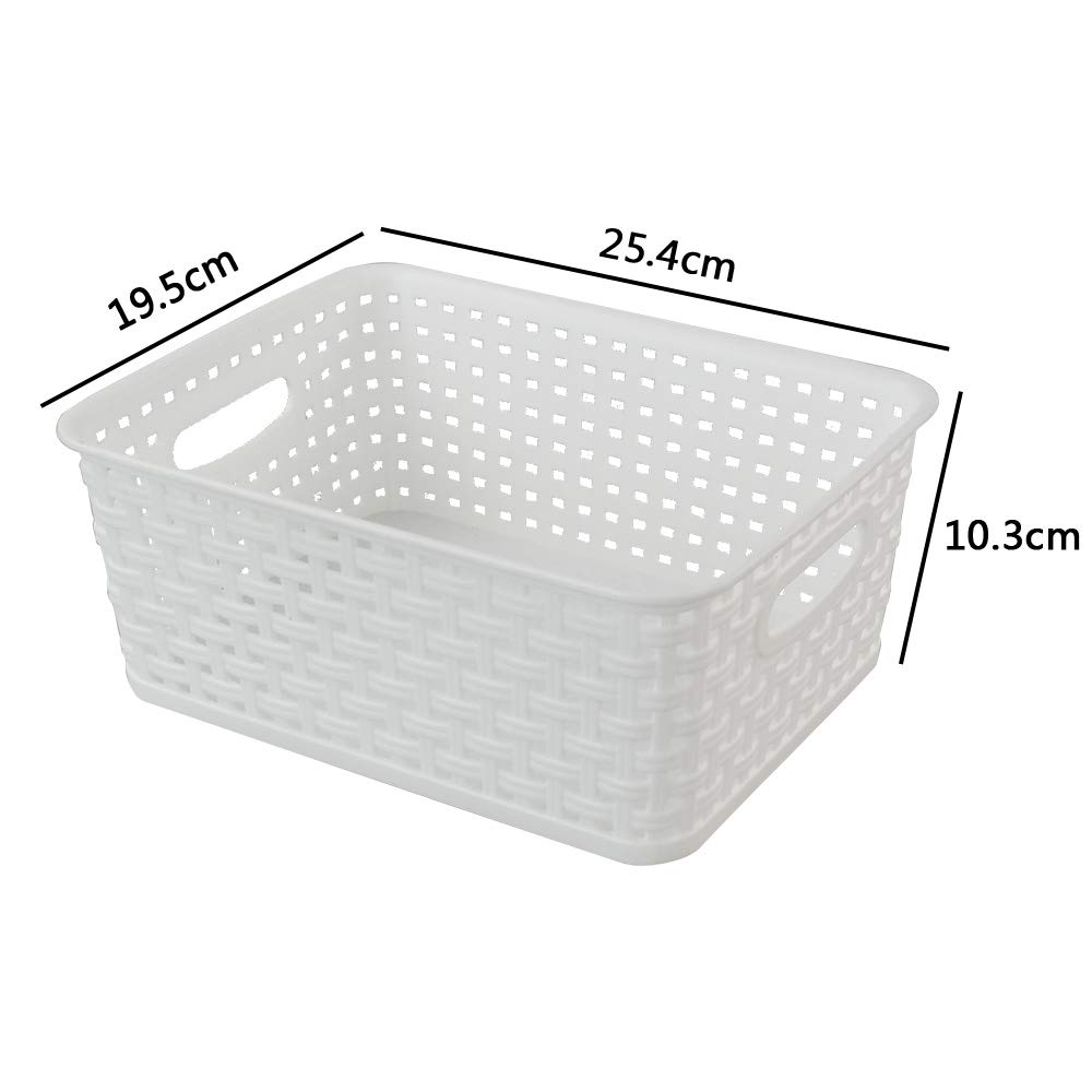 Xowine Set of 6 Plastic Storage Basket, White Kitchen Cupboard Storage Baskets - Image 2