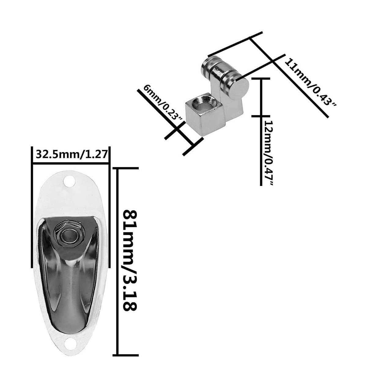 RuiJOTWAT Electric guitar string roller holder, boat-shaped audio cable jack with mounting screws silver - Image 3
