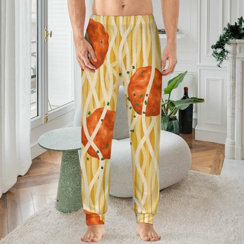 Spaghetti Meatballs Pattern Men's Pajama Pants Lightweight Joggers Lounge Bottoms Pj Pant Sleep Pants2