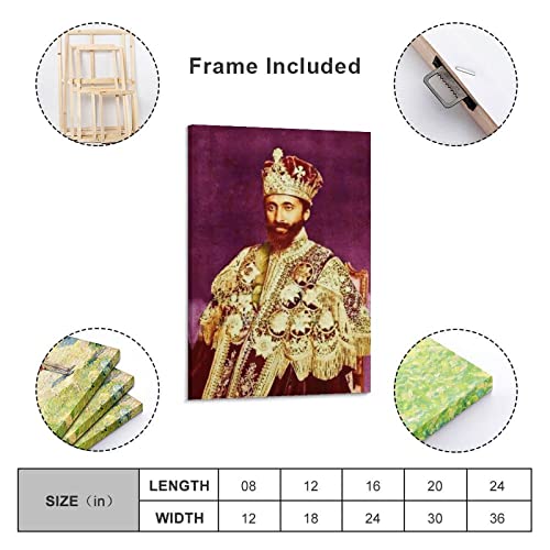 Tomart Oil Painting Poster Haile Selassie Vintage Portrait Wall Art Decor Canvas Painting Posters And Prints Wall Art Pictures For Living Room Bedroom Decor 24X36Inch(60X90Cm) Frame-Style #TOP1