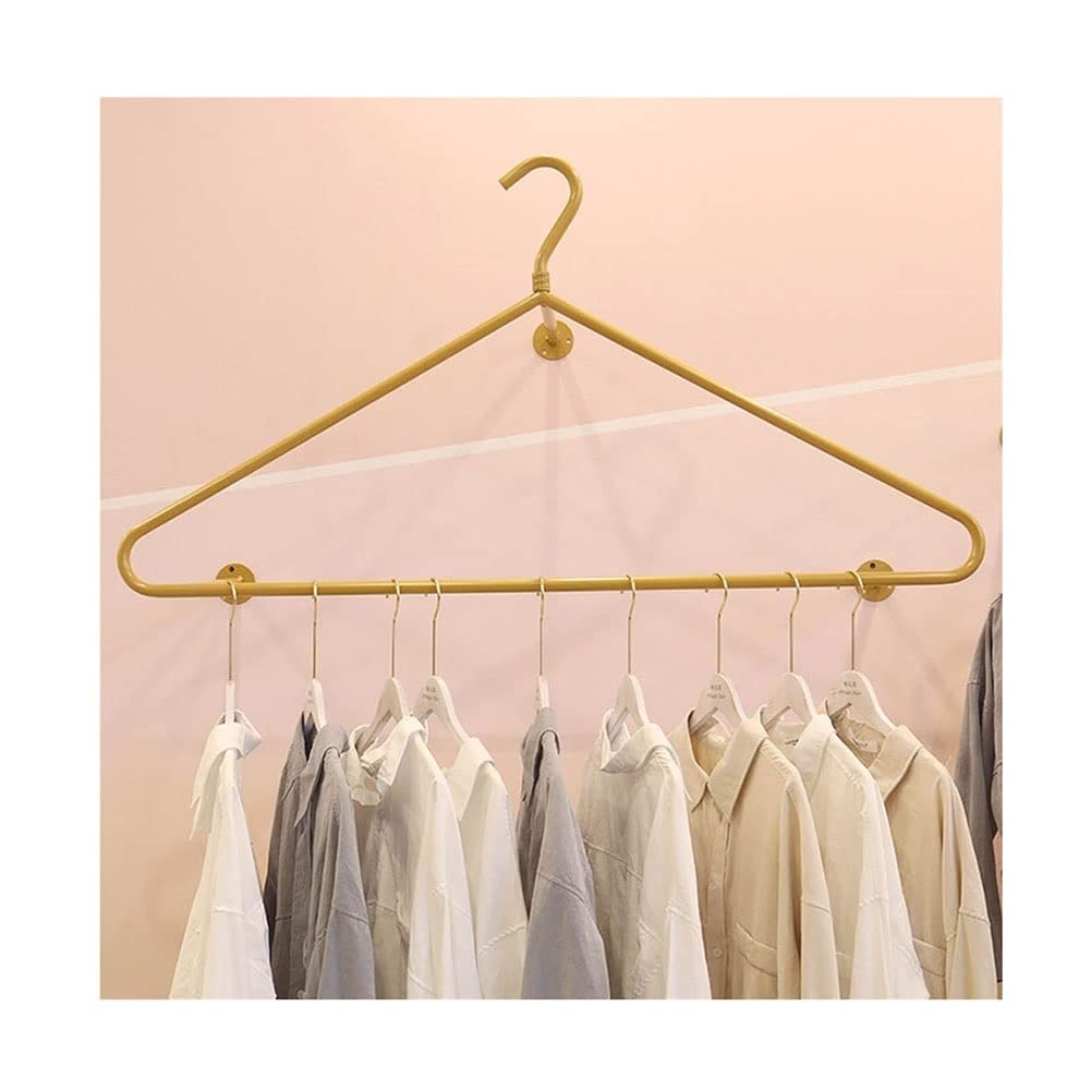 JKJZSALJ Metal Wall Mounted Garment Rack With Shelves For Retail Stores Unique Wedding Dress Organization Display,Gold,100cm