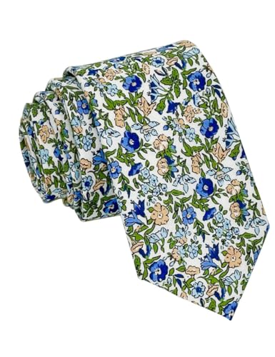 Image of Kebocis Mens Skinny Cotton Floral Tie for Men