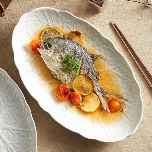 Assiette poisson élégante en céramique blanche pour buffet - 6