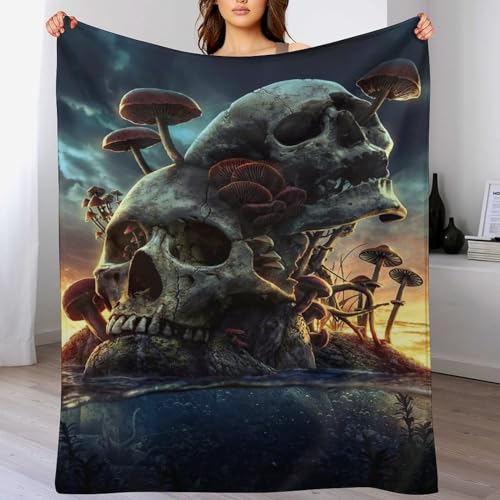 Manta de calavera forro polar termica y extra suave de 150x200 para el invierno 2
