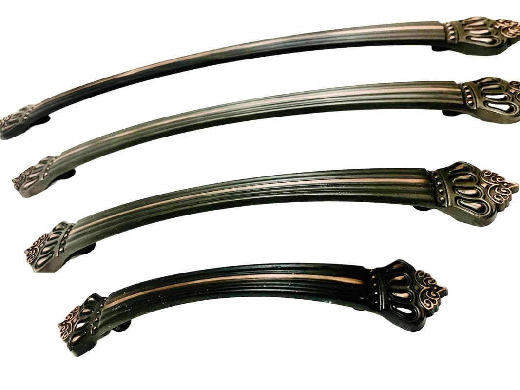 HOMEPRODUCTS4UHOMEPRODUCTS4UHandle Zinc Kitchen and Office Drawer/Cabinet/Door/Wardrobe Handle (Crown Black Gold) Pack of 8 pcs Size 160MM(8")