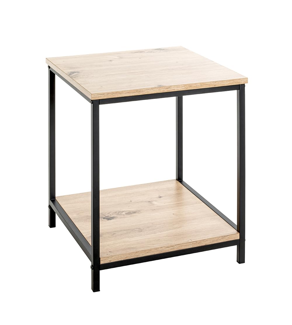 HAKU Tavolino in rovere chiaro, nero, MDF, metallo, tavolino da salotto piccolo - Dimensioni: L 40 x A 50 x P 40 cm Stile: Moderno