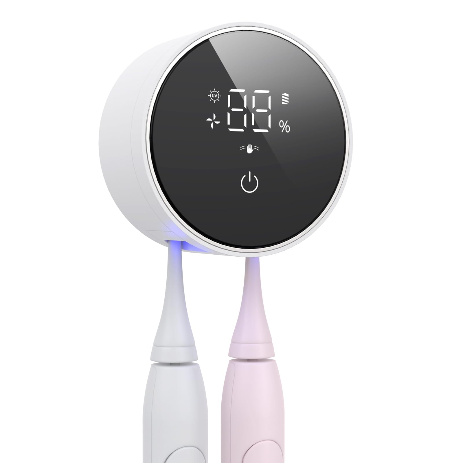 LifeBasis Porte-Brosse à Dents Électrique UV, Désinfection UVC/UVA avec Séchage à Air Chaud, Ouverture Automatique par Capteur, Support Mural pour 2 Brosses à Dents