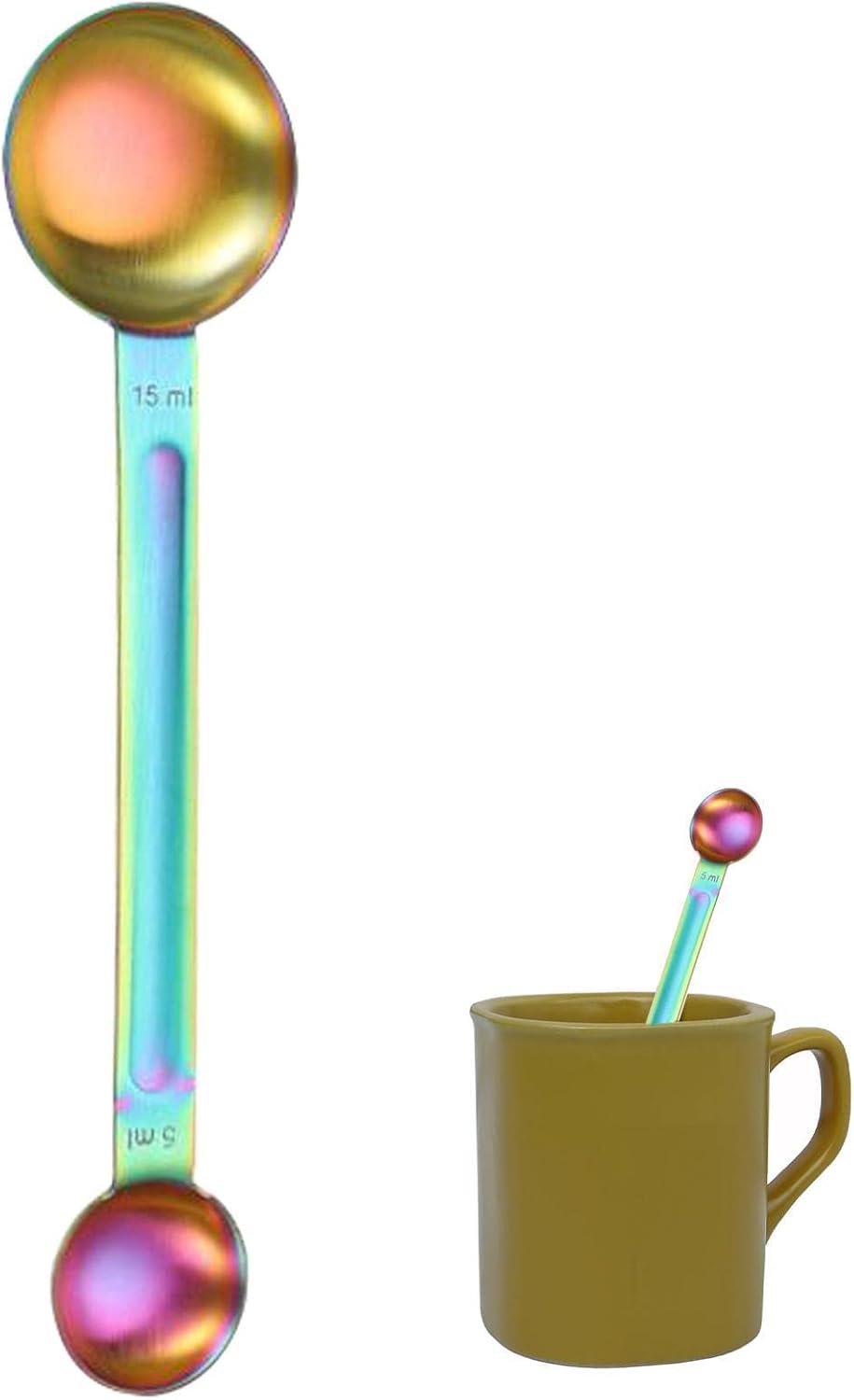 jidian Coffee Scoop for Ground Coffee,Stainless Steel Double Head Measuring Scoop with Long