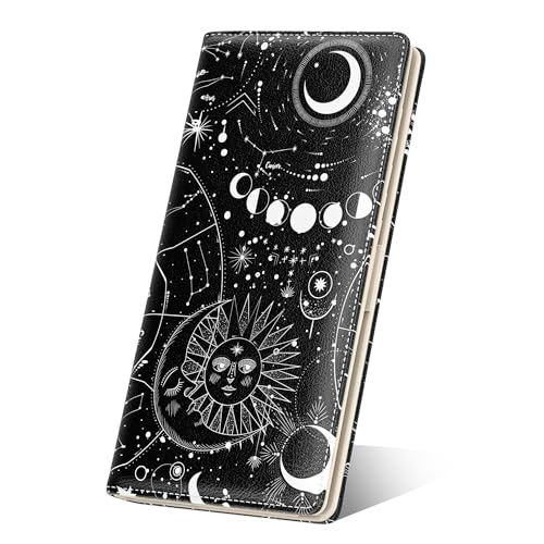 Image of Nipichsha Womens Wallet, RFID Slim Wallets for Women, Thin Ladies Credit Card Holder Purse, Cute Leather Bifold Clutch Billfold with 11 Card Slots & ID Window, Sun Moon