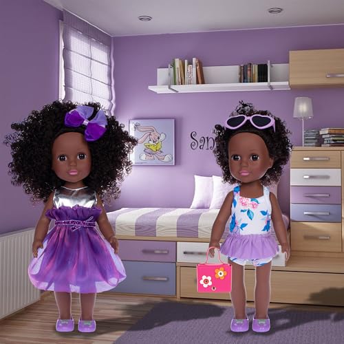 Muñeca negra africana de 14.5 pulgadas con accesorios miniatura 4