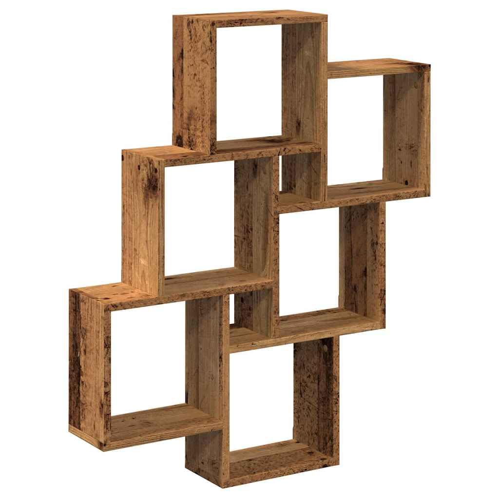 Vidaxl (Old Wood) Wall Cube Shelf Hanging Wall-Mounted Floating Shelf Engineered Wood