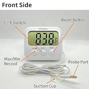 Digital Thermometer with External Sensor Magnet Suction Cup Water Thermometer Aquarium Refrigerator Freezer white  Cucciolini Doodles Digital thermometer with external sensor magnet suction cup water thermometer aquarium refrigerator freezer white   cucciolini doodles