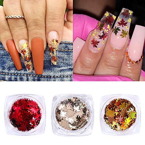 image for Frankie Maple Leaves Glitter Fall Nail Art Sequins Glitter Kits Fall N