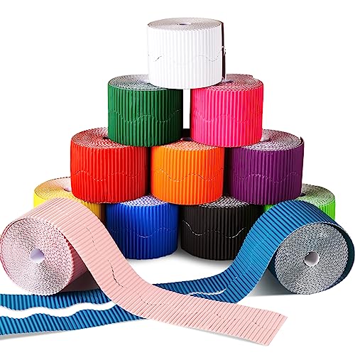 Harloon 12 Rolls 600 ft Scalloped Bulletin Board Borders Decorative Classroom Bulletin Board Trim Poster Decor for Teacher Students White Cork Wall Locker