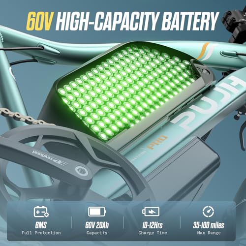 Image of 6000W Dual Motor Electric Bike for Adults,Max 45MPH Up to 100 Miles Range,60V 20Ah Removable Battery with 24 /26 inch Fat Tire Ebike for Men Women,Full Suspension E-Bike for All Terrain PU2