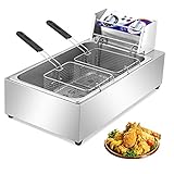 Freidora eléctrica de 10L / 20L, freidora de acero inoxidable de un solo tanque, máquina de cocina de catering comercial con control de temperatura y tiempo