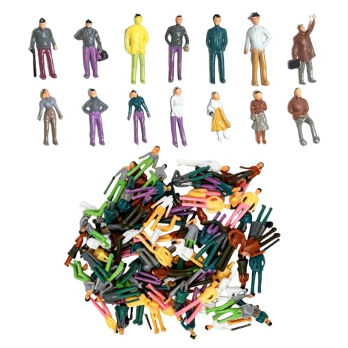 Nivofu 100 Piezas Figuras en Miniatura Escala 1:75, Personas Pintadas de Plástico ABS para Maquetas de Trenes, Modelismo Arquitectónico y Dioramas, Altura 2.5cm, Varias Poses Sentadas y de Pie