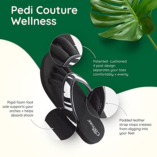 Image of Pedi Couture Pedicure Sandals with Built In Toe Separators for Women - Comfortable Spa Style Flip Flops for Home, Salon, Yoga & Gym Use