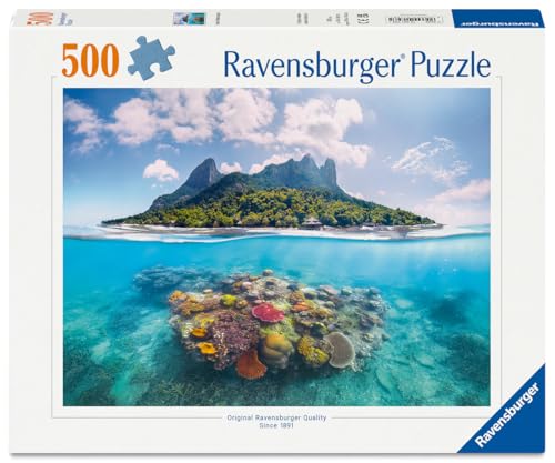 Ravensburger Puzzle 12001798 - Island and Coral World - Magnifique Puzzle Photo de 500 pièces pour Adultes et Enfants de 12 Ans et Plus
