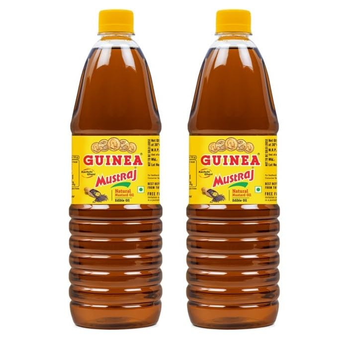 Guinea Mustraj Cold Pressed Premium Kachi Ghani Pressed Pure & Natural Mustard Oil I Kachi Ghani Oil I Cooking Oil I Edible Oil I Pure & High Sarson Pungency I I Kolhu Pressed Oil Bottle - 1L - Pack of 2 (B0CGJYFSHP) Amazon Price History, Amazon Price Tracker
