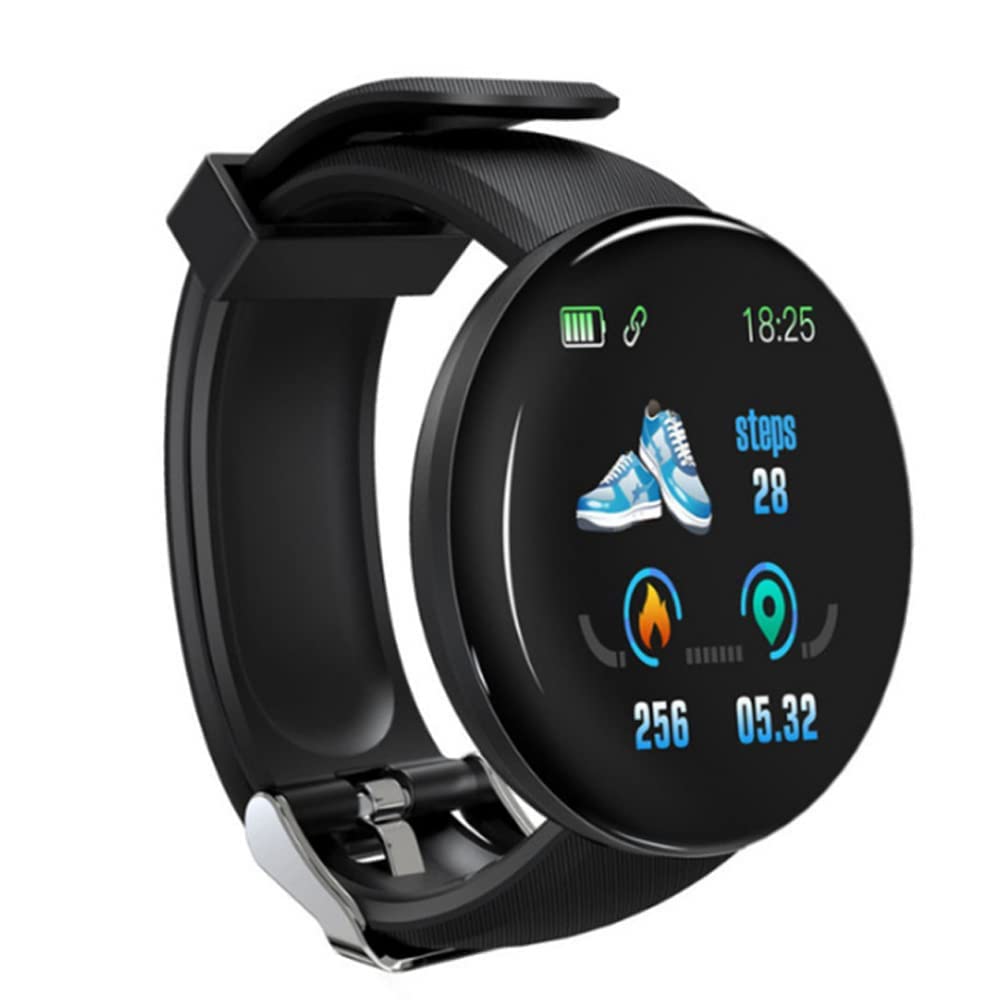 Fitness Band for Men Women D18 Bluetooth Activity Trackers Wrist Sport Watch Single Touch Interface, Water Resistant (Free Size) (Black Strap) (B0DFLYPXB7) Amazon Price History, Amazon Price Tracker