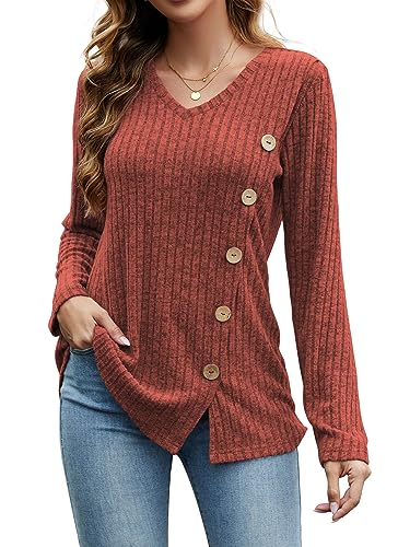 Image of Dimur Sweaters for Women Trendy 2025 Long Sleeve Shirts Ligheweight Sweatshirt Loose Fit Tunic Tops