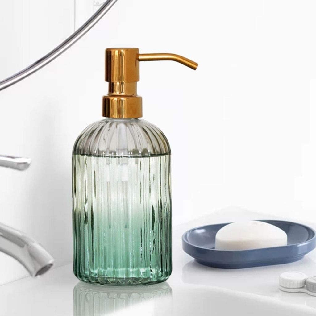 Distributore di Sapone in Vetro con Pompa a Pressione e Parte Superiore in Acciaio Inossidabile