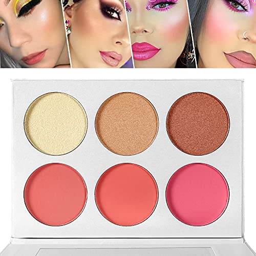 Blusher & Highlighter Palette, Blusher Illuminator Highlighter Contour Bronzer All in One Makeup Palette, Glow Blusher Bronzer Highlighter Powder Kit, High Pigmented Easy to Blend Longlasting
