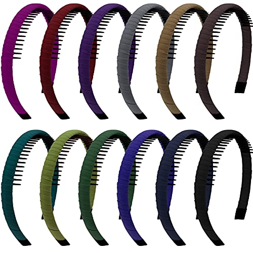 Duufin 12 Pcs Headbands with Teeth Non Slip Teeth Headbands for Girls Women