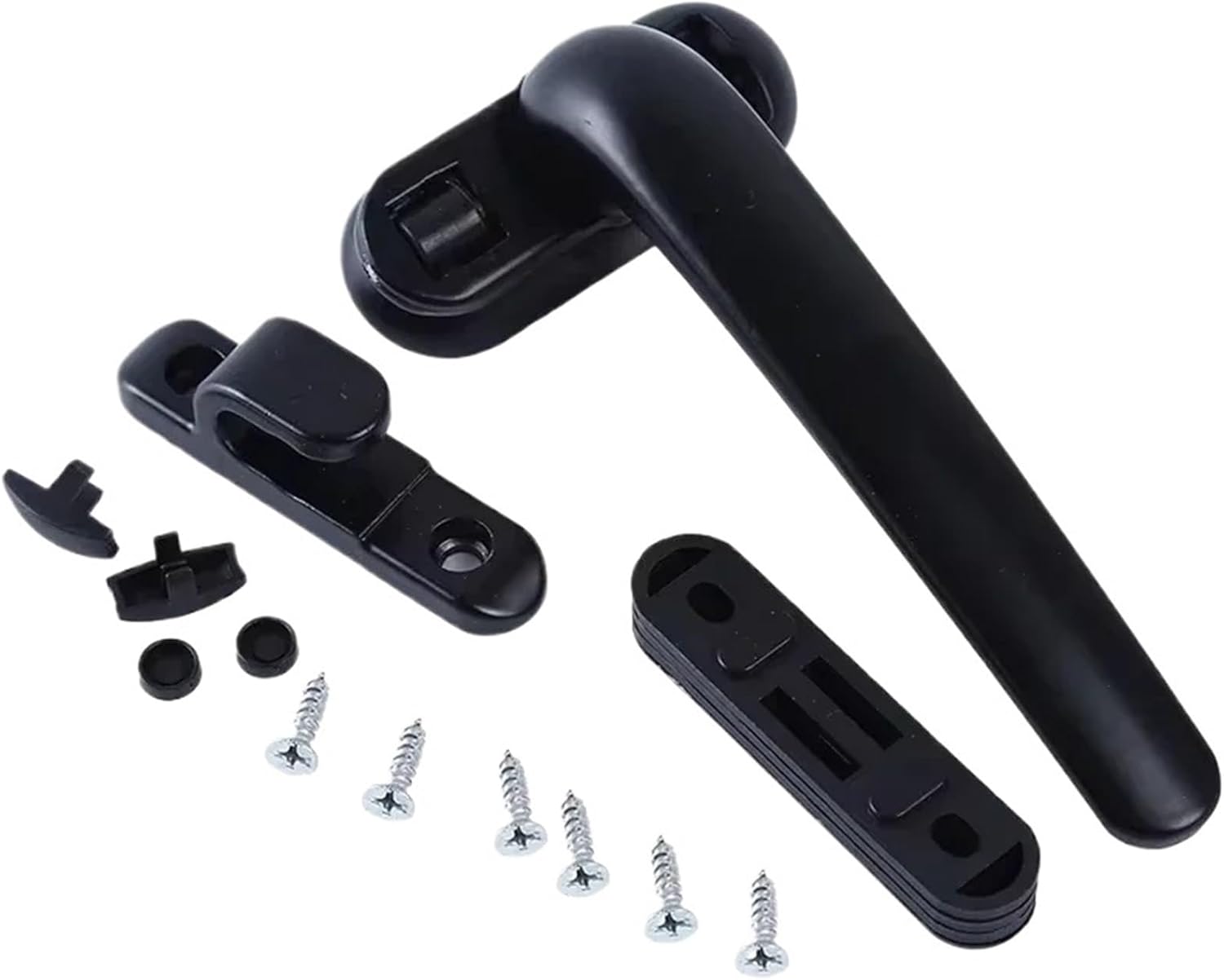4 Pcs Universal Casement Window Handle Door Handles Wheel Lock with Buckle Aluminum Alloy Turning for Doors and Windows(Black Left)