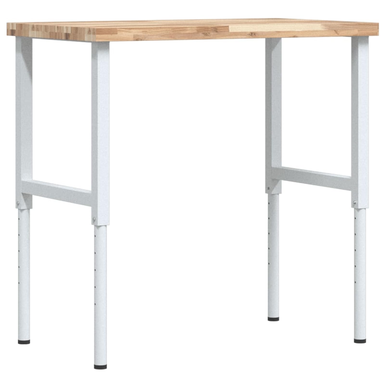 Homgoday Banco da Lavoro in Legno massello di Acacia Non trattato con Gambe in Metallo Grigio Regolabili 100x60x(73-995) cm