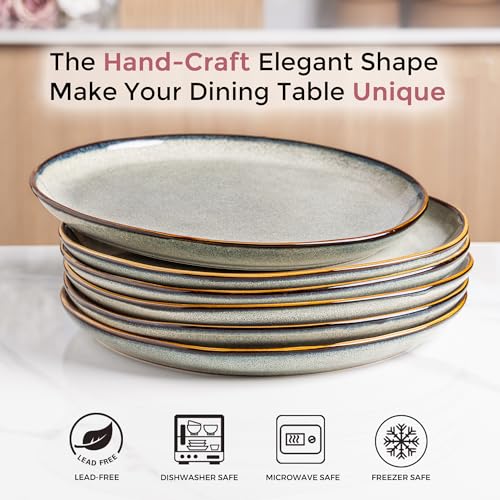 Image of AmorArc Ceramic Dinnerware Sets,Handmade Reactive Glaze Stoneware Plates and Bowls Sets,Highly Scratch Resistant | Dishwasher & Microwave Safe Dishes Set,Service for 8 (24pc)