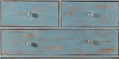 Image of The Attic 5 Drawer Chest, Kitchen and Living Room Storage, Solid Wood, Distress Blue Matte Finish