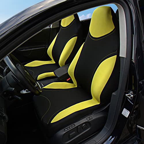 AUTOYOUTH Car Accessories Seat Covers for Cars Racing Style Integrated Front Car Seat Covers Full Set Bucket Flat Cloth Auto Van Accessories Universal Fits for Most Car SUV Truck, YELLOW-2 - Image 3