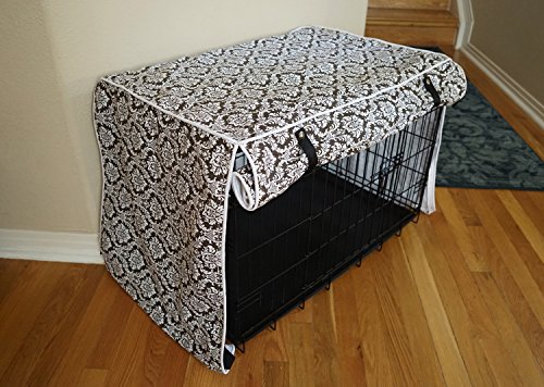 528zone Designer Brown Damask Dog Pet Wire Kennel Crate Cage House Cover (Small, Medium, Large, XL, XXL) (Small 24x18x21…