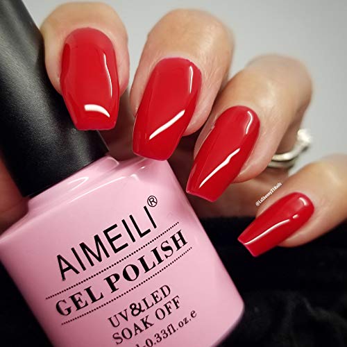 AIMEILI UV LED Gellack mehrfarbig ablösbarer Gel Nagellack Schwarz Weiß Nude Rot Gel Polish Set Kit - 4 x 10ml (SET4-19) – Bild 7
