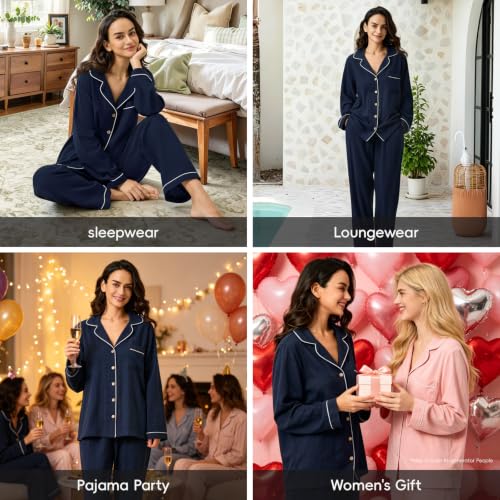 Image of BESTOUCH Womens Pajama Sets: 100% Cotton Muslin Linen Feel