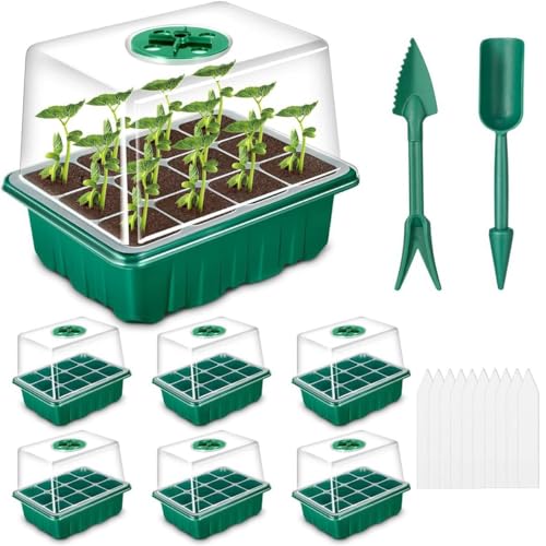 Rinobels 6 Pack Seed Trays,72 Cell Seedling Propagation Trays with